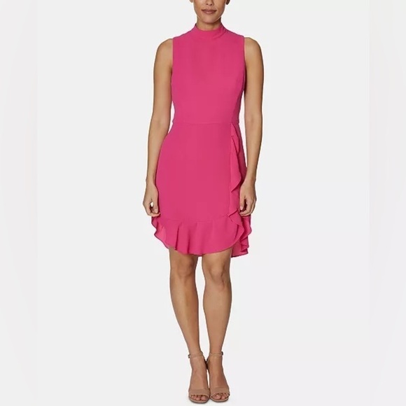 Betsey Johnson Petite Mock-Neck Ruffled Sheath Dress sz 10P - Picture 1 of 8